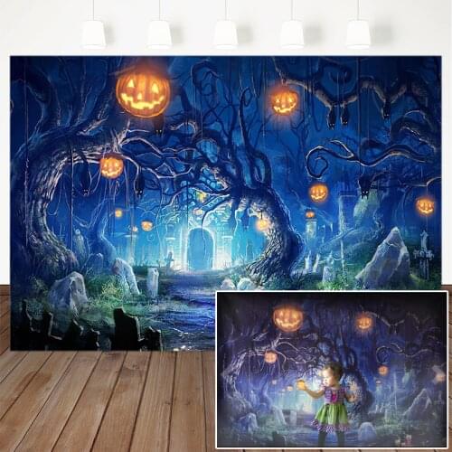 Halloween Photography Background Pumpkin Lantern kids Children Castle Photo Backdrop Halloween Party Banner For Photo Studio