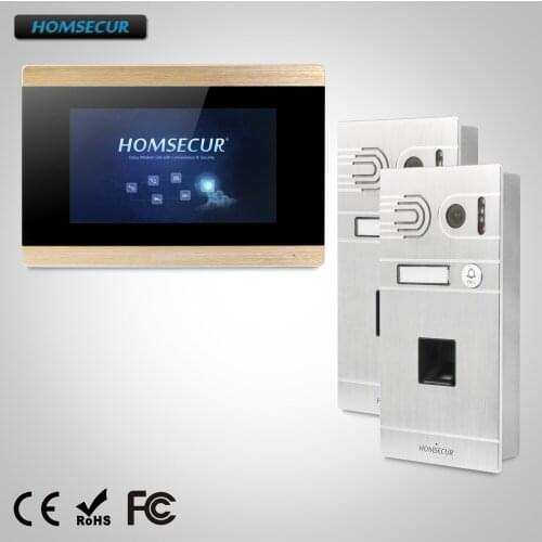HOMSECUR 7" Video Door Entry Phone Call System+Fingerprint Camera for Apartment BC061-S + BM715-G