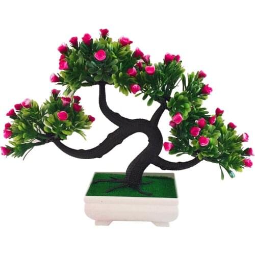 Artificial Flower Tree Plant Potted Bonsai Garden Party Desktop Furniture Decoration Artificial Bonsai Hotel Home