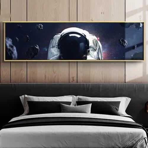Universe Space Planet Astronaut Canvas Painting Big Size Long Picture Spaceman Poster Painting Bedroom Nordic Wall Art Mural