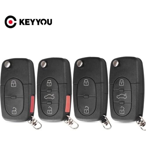 KEYYOU 2/2+1/3/3+1 Buttons Folding Remote Car Key Case Shell Replacement For Audi TT A2 A3 A4 A6 A8 TT Quattro CR2032/CR1616
