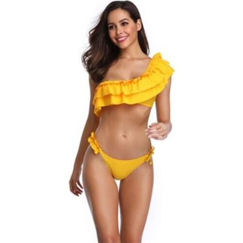 Bikini Set 2021 One Shoulder Swimsuit Ruffle Swimwear Women Sexy Bikinis Biquini maillot de bain femme Beachwear