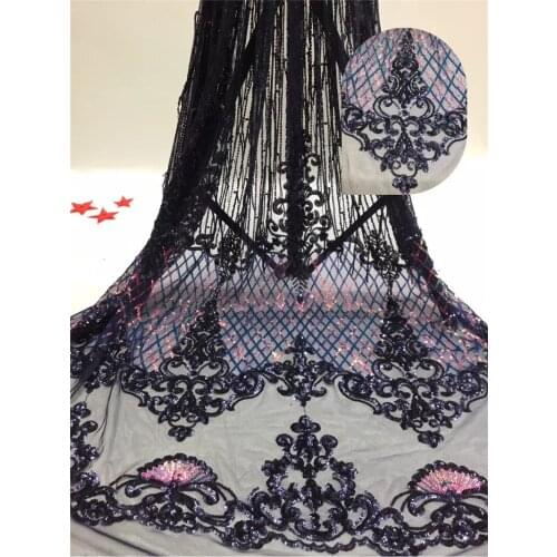 Beautiful sequins BZL-8.1519 Nigerian fabric for party dress new African embroidered lace fabric