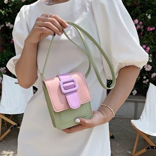 Summer Fashion Women Mini Shoulder Messenger Bags PU Leather Ladies Purse Small Square Bag Candy Color Girl Phone Pouch Handbags