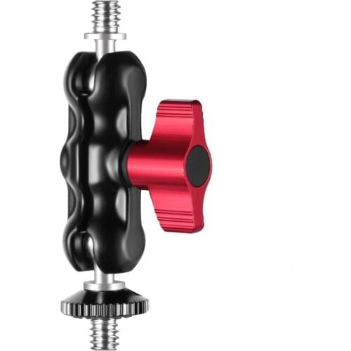 Mini Multi-Function Double Ball Head with Shoe Mount and 1/4-inch Screw for DSLR Camera LCD Monitor LED Lights Adapter Mount