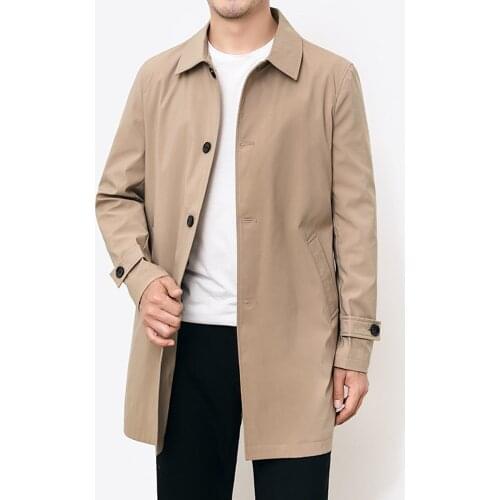 Mens Windbreaker 2021 Spring Autumn Fashion Mens Casual Business Lapel Windbreaker Mens Solid Color Long Coat Mens Thin Coat