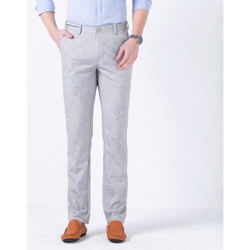 2021 Summer Men Linen Pants Business Slim Mens Casual Trousers Big Size Fashion Linen Trousers Men Pantalon Lino Hombre