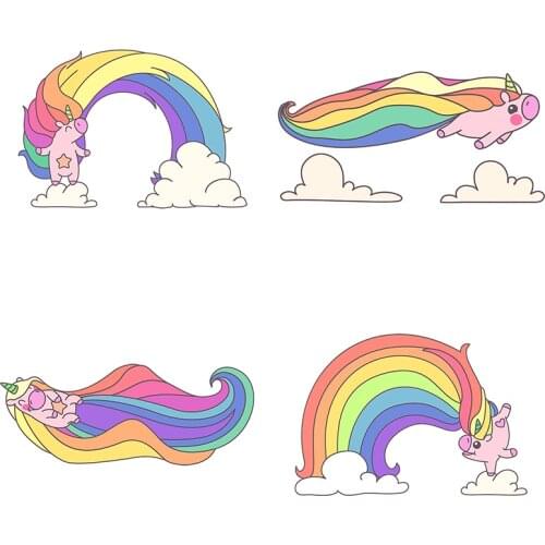 Three Ratels CA2 Lovely rainbow pony cartoon car hood sticker laptop decal wall stickers home decoration living room