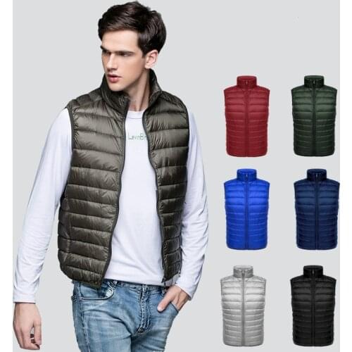 2021 New Mens Winter Coat 90% White Duck Down Vest Portable Ultra Light Sleeveless Jacket Portable Waistcoat for Men