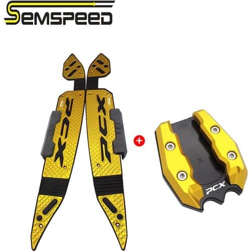 SEMSPEED 2PCS Sets Sidestand & Footboard for Motorcycle Fits For Honda PCX 125 150 2019 2020 Foot Pedal Footrest Motorbike Part