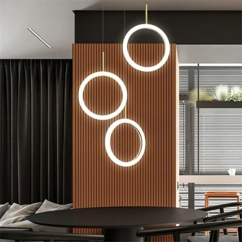 Postmodern Danish design ring pendant lights dining room bar counter Circular geometry hanging lamp indoor led light fixture