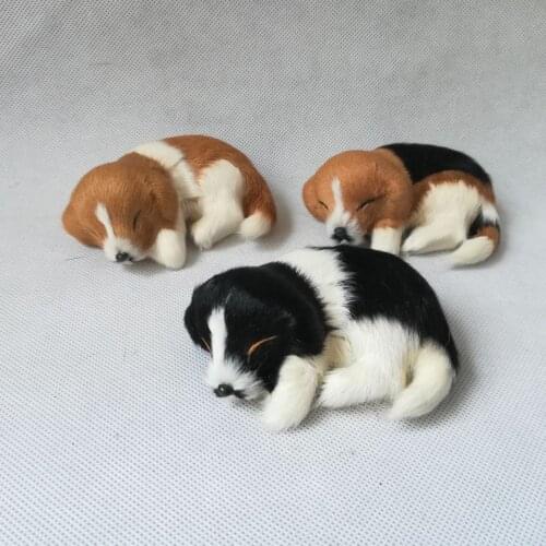 Real life toy model about 10x7cm polyethylene&furs sleeping beagle one lot/3 pieces decoration props ,baby toy gift d0792