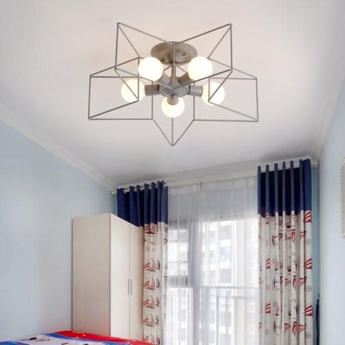 Modern Chandelier For the childrens room Bedroom home Kids girl Pink Star Ceiling lamp indoor Nordic Decor Light Fixtures MJ1114