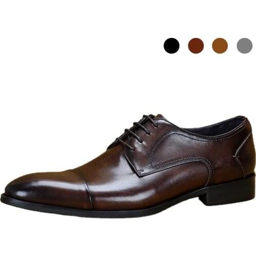 Derby Bridegroom Dress Formal Office Best Men Black Shoes Original Casual Business Designer Shoes Genuine Leather
