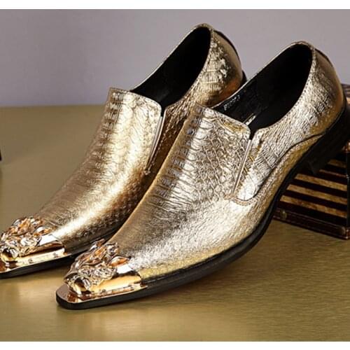 Shoes Men Classic Dress Loafers outdoor fashion Slip On Formal Leather Shoes For Men gold club party Business Shoes men