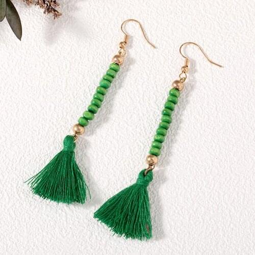 Beaded Tassels Macrame Earrings Unique Women Bohemian Dainty Trendy Retro Vintage Statement Gift Geometric Tassels Earrings