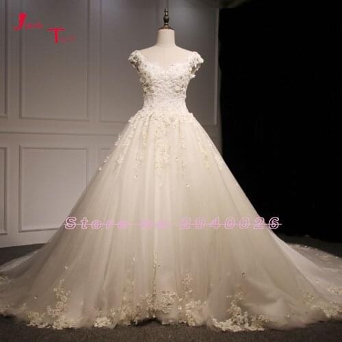 Vestido de Noiva Princesa Scoop Neck Cap Sleeve Beading Appliques Bride Gown White Luxury A-line Wedding Dresses