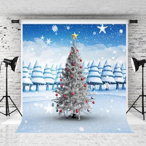VinylBDS Winter Backdrops Blue Winter Backdrops ChristmasTrees Photography Backgrounds Dreamlike Staes For Children Photo Studio