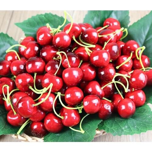 High Simulation Fruit Toy Plastic Fake Red Cherry Photo Props Fruit Home Artificial Varietal Balck Cherry Fruit Shop Model Dec