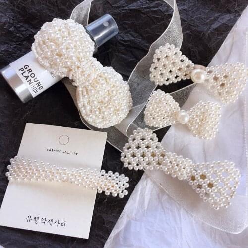Korea Fashion pearls Hair Clip Barrettes for Women Girls Pearl Flowers Hair clips Hairpins Hair Accessories wholesale 2019 NEW