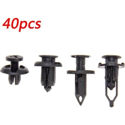 4 Sizes 40Pcs Car Fastener Clips Auto Rivet Retainer Door Panel Fender Bumper Plastic Mixed Car Screw Retainer