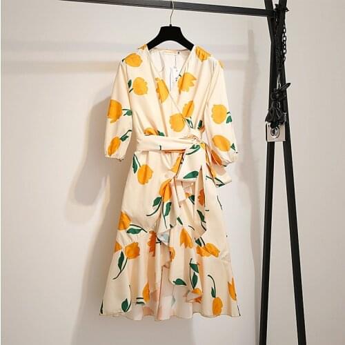Big Size 6XL Dress for Fat MM 2021 New Print Holiday Summer Dress Loose Solid Plus size Women Clothing Beach Dress