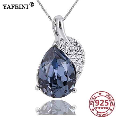 YAFEINI Woman 925 Sterling Silver Leaves Pendant Necklace Crystal Cubic Zircon Jewelry Silver Chain Women 925 Mothers Day Gifts