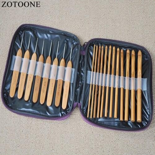 ZOTOONE 20pcs Bamboo Crochet Hooks Knitting Needles Knit Weave Craft Yarn Costura Sewing Accessories Tools Crochet Hook Set C