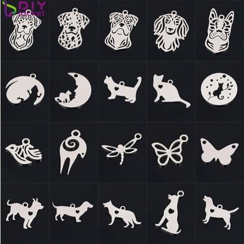 100pcs/lot Wholesale Stainless Steel Double Side Polished Animal Charms Pendant DZ21-40