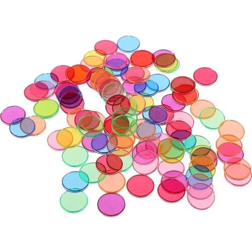 100 Pieces Mixed Color Disc Chips Plastic Markers for Kindergarten Classroom