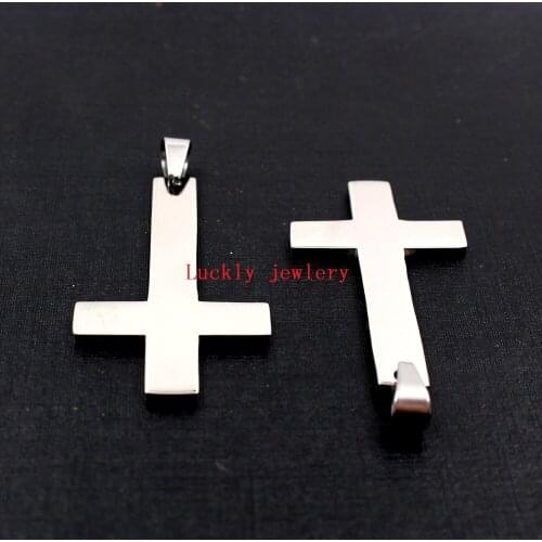 2pcs Stainless Steel Pour the cross Pendant High Polished Flat