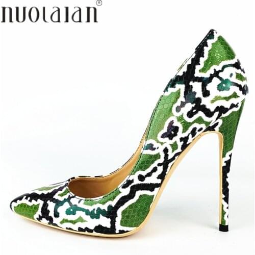 2019 Brand Shoes Woman High Heels Women Pumps Stilettos 12cm/10cm/8cm High Heel Ladies Shoes Snake Printed Patry Wedding Shoes