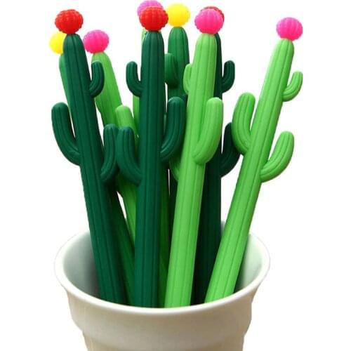 24pc/set Novelty Cute Funny Cactus Gel Pens Cool Kawaii Stationery Ballpoint Rollerball Back to School Stuff Thing Girl Gift Kit