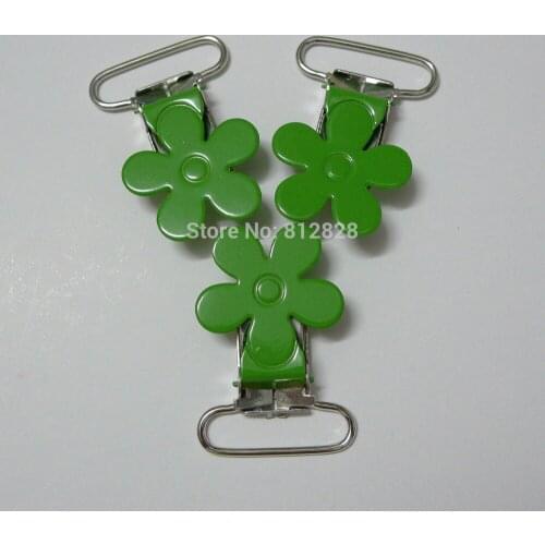 25pcs Green Color Flower Suspender Clips
