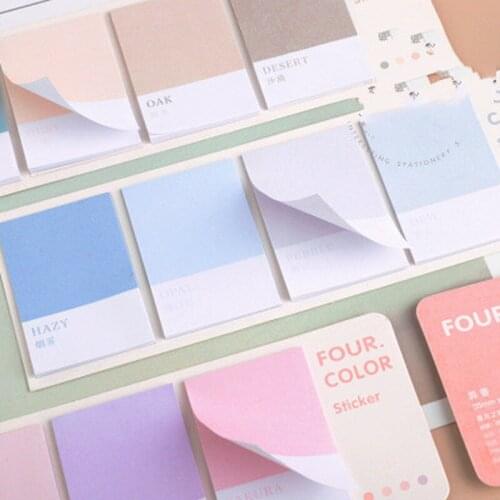 80PCS Wheel of Four Colors Series Kawaii Cute Sticky Notes Creative Hand Account Solid Color Memo Pad Diary Stationery