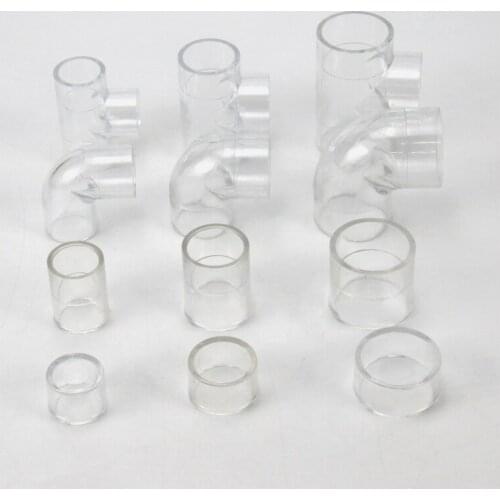1 PC of 16/20/25/32mm Acrylic transparent pipe fittings, transparent elbow,three-way, cover, direct pipe fittings