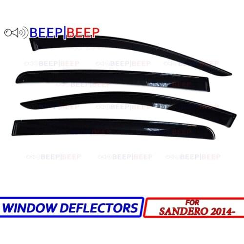 For Renault Sandero 2014- car window deflectors wind deflector sun guard rain vent visor cover trim car styling accessories