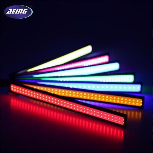 AEING 1 piece 17cm Car Styling Sticker Waterproof White COB LED DRL Daytime Running Light 12V Fog Driving Lamp Ice Blue Amber