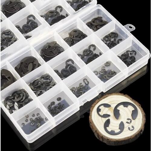 Free shipping 225PCS Stainless Steel E-Clip Assortment Kit Circlip E-type e-card retainer snap ring snap ring M1-M15