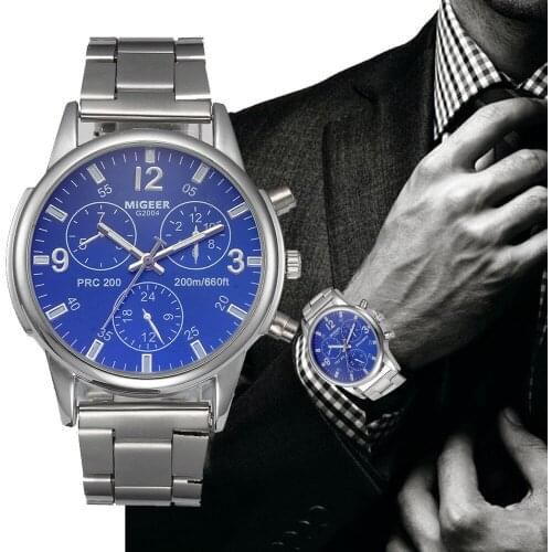 Brand Business Mens Watches Casual Luxury Stainless Steel Strap Blue Ray Glass Quartz Watch Fashion Cool Clock Relogio Masculino