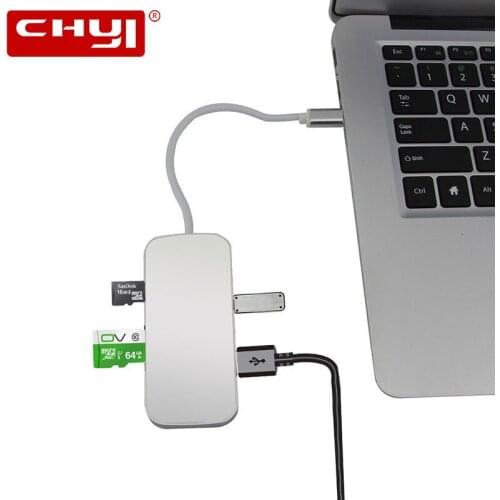 CHYI Multi USB C Hub Type C USB 3.1 HUB With SD Card Reader Aluminum Alloy 3 Port USB 3.0 Hub Spliter For Macbook Accessories