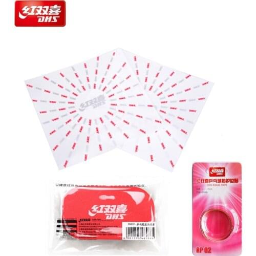 DHS table tennis 2pcs protective film + 1pcs edge tape +1pcs rubber cleaner set accessories ping pong tenis de mesa