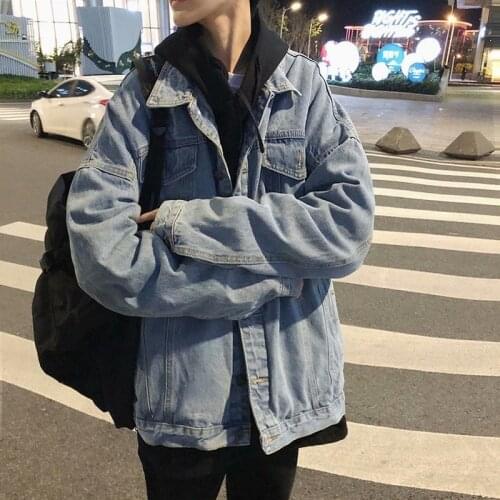 Spring Denim Jacket Men Korean Trend Tooling Loose Casual All-match Japanese Streetwear Men Bomber Jacket Couple Clothes