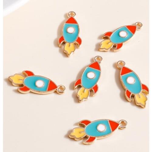 10pcs 11*25mm Cartoon Aviation Rocket Charms for Jewelry Making Enamel Charms DIY Earrings Pendants Bracelets Accessories