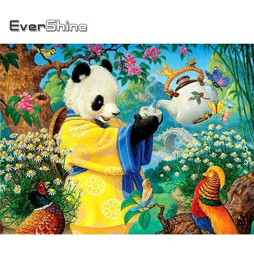 EverShine 5D Diamond Painting Panda Picture Of Rhinestones Diamond Embroidery Animal Cross Stitch Mosaic New Arrival Handicraft