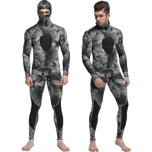 Camouflage spearfishing Scuba Wetsuit 1.5mm neoprene mens two piece diving suit surfing snorkeling winter thermal swimsuit