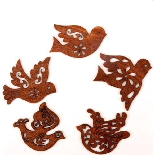 Cute Pigeon Pattern Wooden Scrapbooking Paitning Craft Handmade DIY Accessory Home Decoration DIY 44-50mm 10pcs