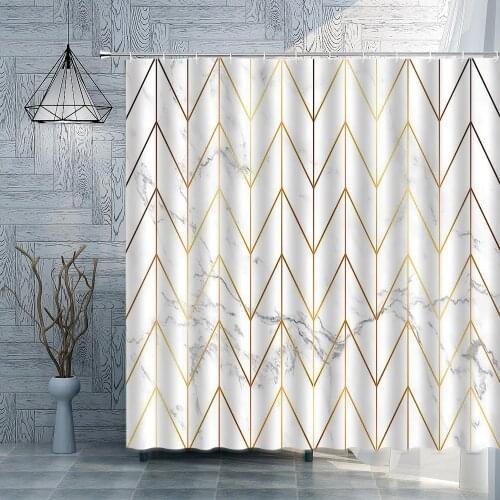 Marble Shower Curtain Geometric Stripe Printing Modern Nordic Polyester Bathroom Curtains Home Decor Bath Decoration With Hooks