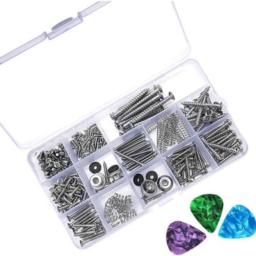 1 Set Electric Guitar Screw Kit Sorting Box for Electric Guitar Bridges Pickups Tuners Switches Neck Plates Springs 3 Pieces of