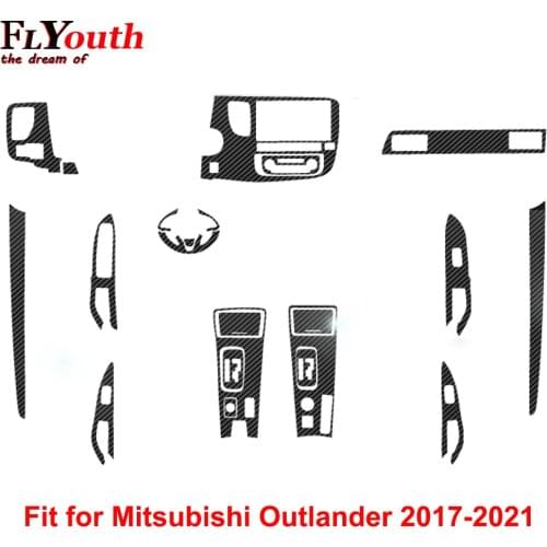 Carbon Fiber Sticker for Mitsubishi Outlander 2017-2021 Car Gear Shift Panel Water Cup Holder Panel Frame Cover Trim Styling
